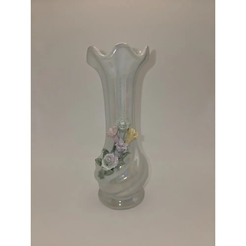 Vintage Iridescent Flower Vase 7